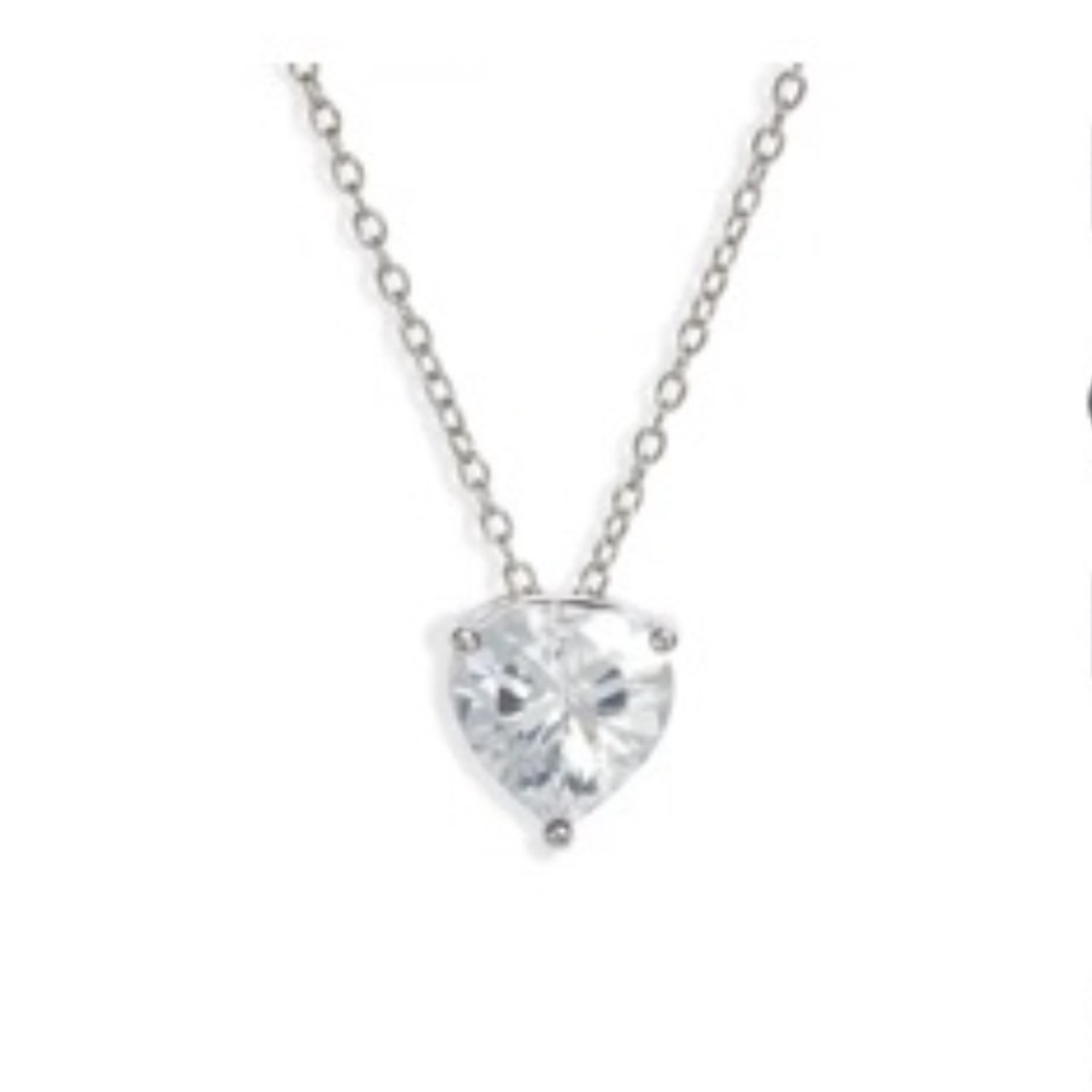 Nordstrom 2ct tw Sterling Silver Cubic Zirconia Heart Pendant Necklace